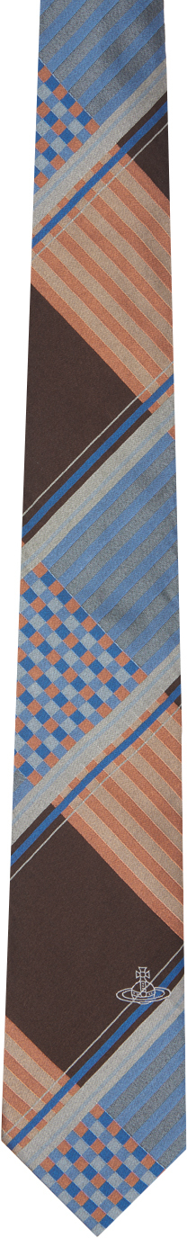 Shop Vivienne Westwood Blue & Brown Combat Tartan Tie