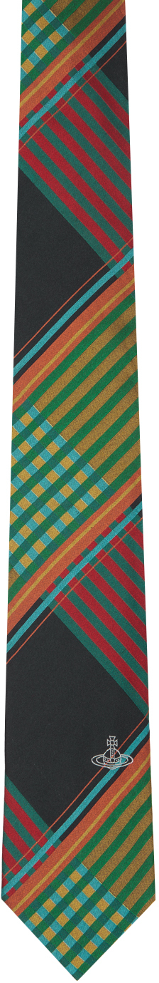 Shop Vivienne Westwood Black & Multicolor Combat Tartan Tie
