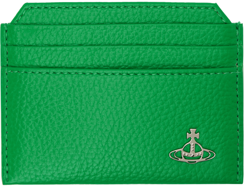 Shop Vivienne Westwood Green Re-vegan Slim Card Holder In M401 Bright Green