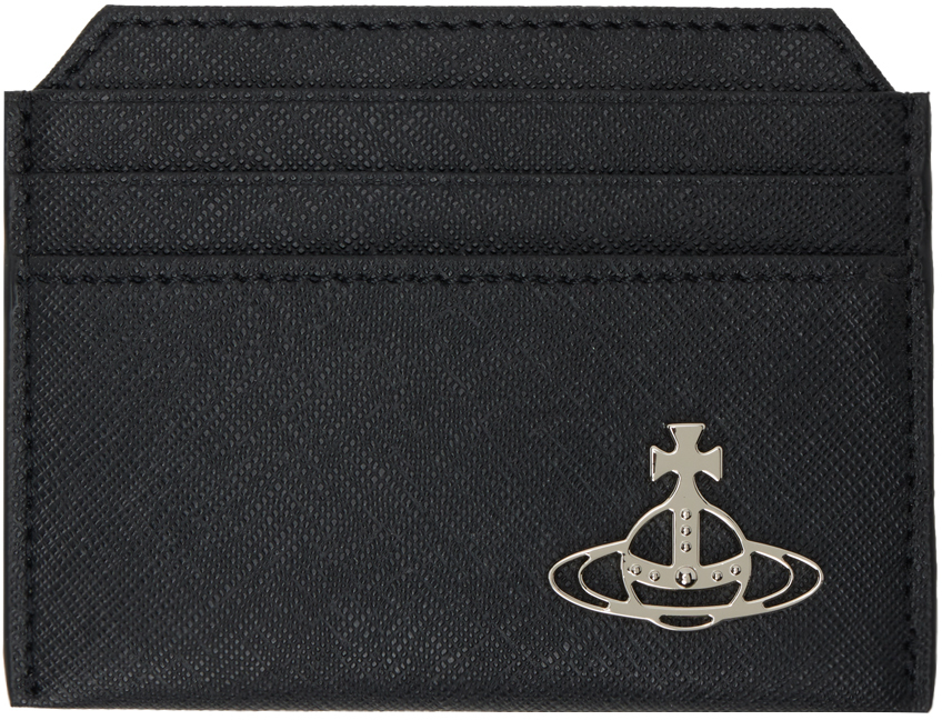 Shop Vivienne Westwood Black Saffiano Slim Card Holder In N401 Black