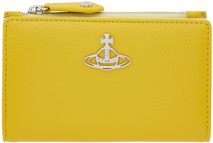 Shop Vivienne Westwood Yellow Re-vegan Slim Flap Card Holder