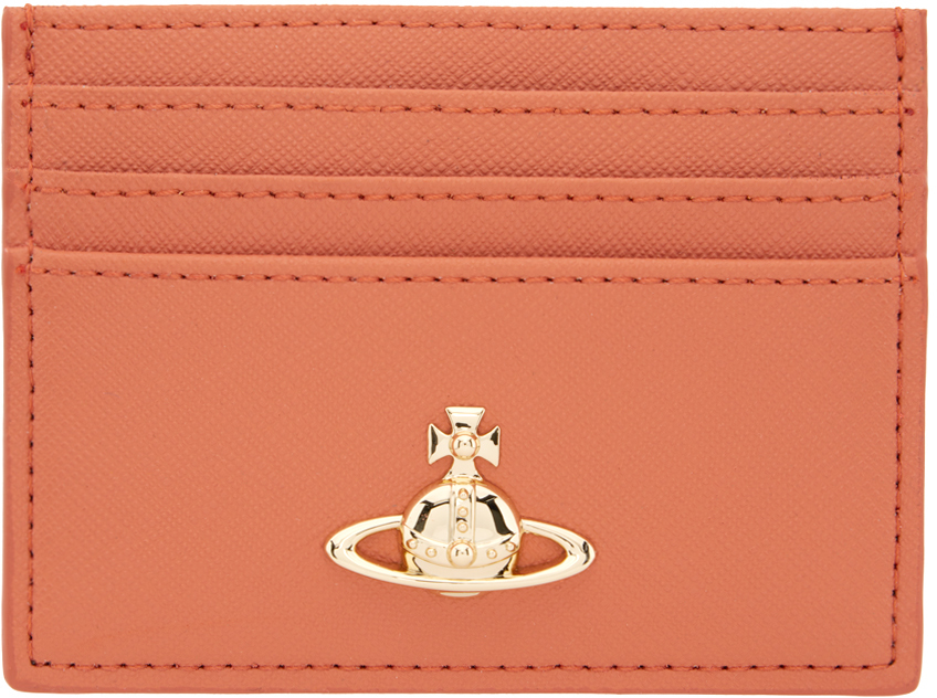 Shop Vivienne Westwood オレンジ サフィアーノ カードケース In Orange