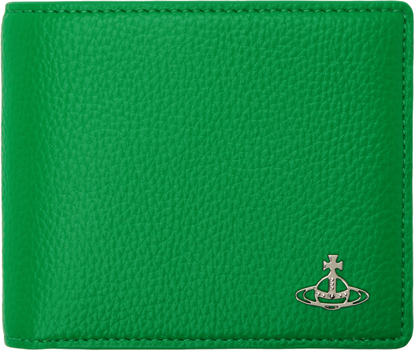 Shop Vivienne Westwood Green Re-vegan Man Billfold Wallet In M401 Bright Green