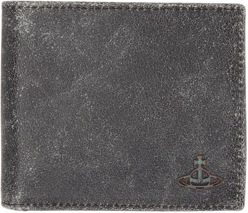 Shop Vivienne Westwood Gray Distressed Billfold Wallet In P401 Grey