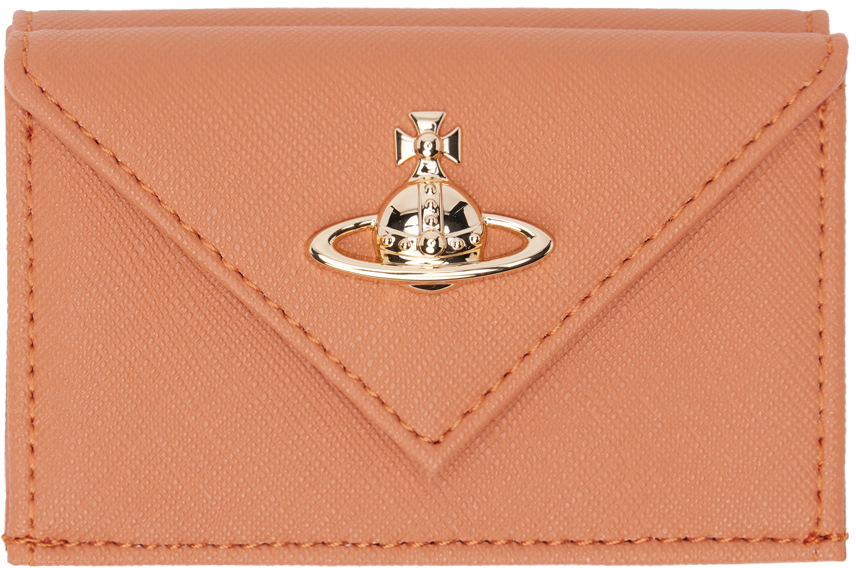 Shop Vivienne Westwood Orange Saffiano Envelope Billfold Wallet