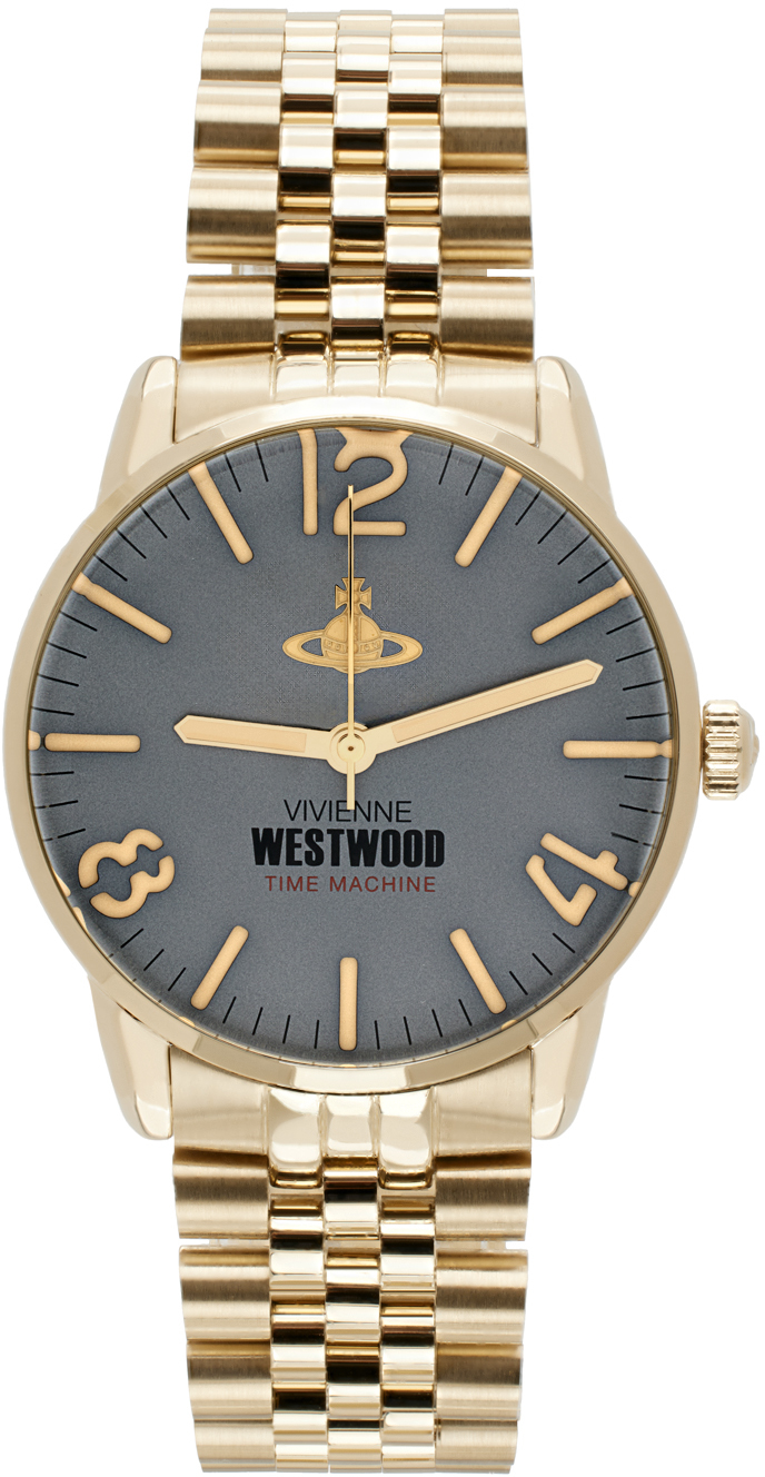 Vivienne Westwood Gold Cadogan Watch In Gold & Grey
