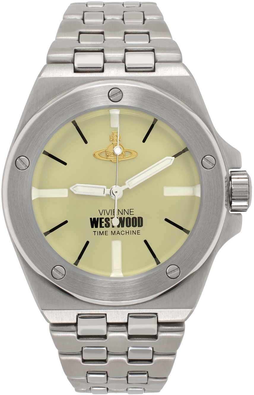 Vivienne Westwood Silver Leamouth Watch In Silver & Green
