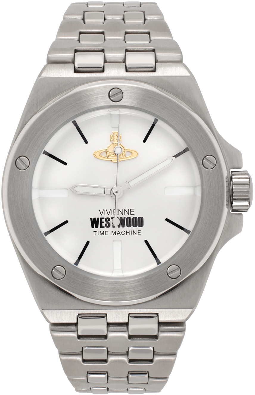 Vivienne Westwood Silver Leamouth Watch In Silver & Grey