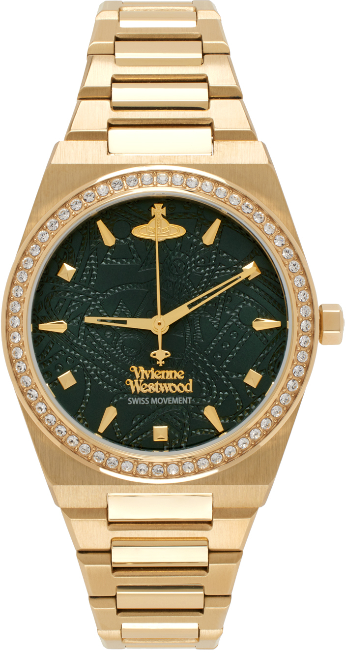 Vivienne Westwood Gold Charterhouse Watch In Gold & Green