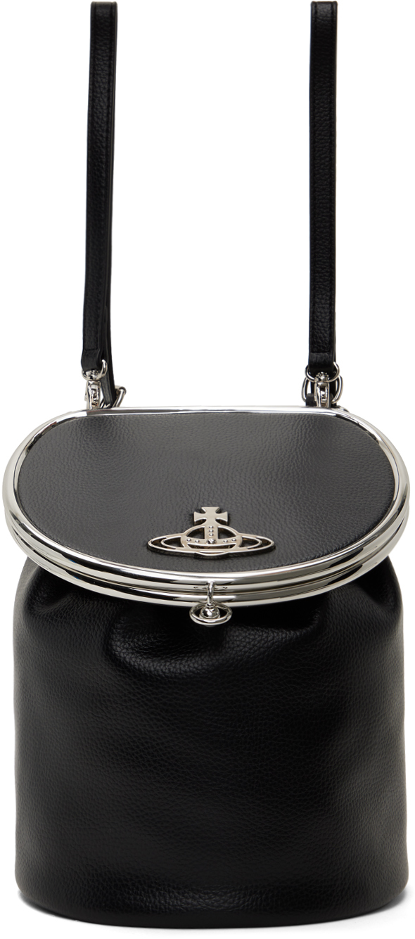 Shop Vivienne Westwood Black Olive Round Frame Backpack In N403 Black