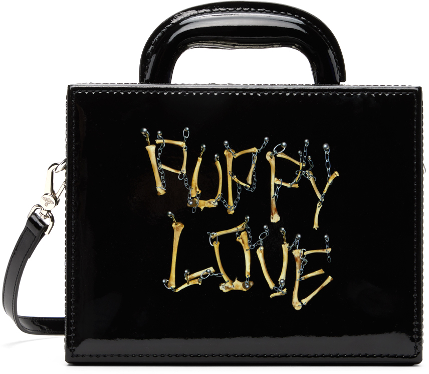 Shop Vivienne Westwood Black Toy Box Bag In Bones 'n Chain