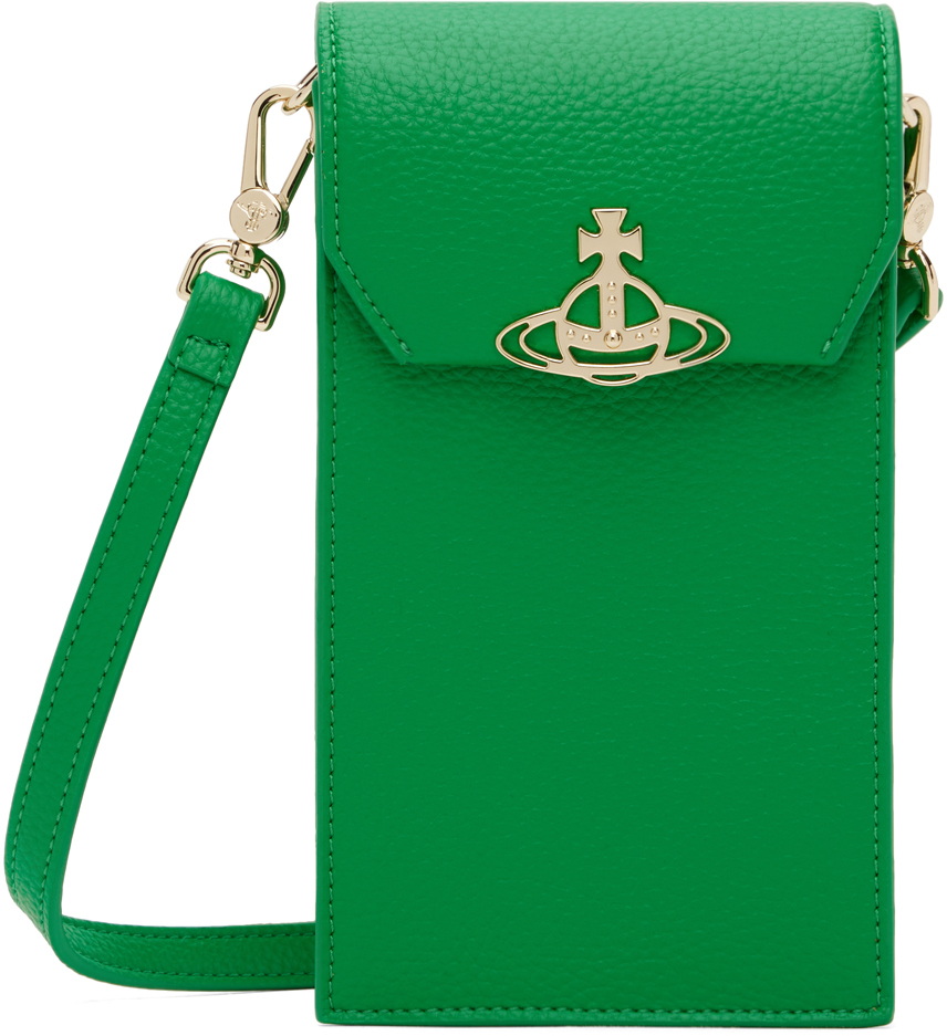 Shop Vivienne Westwood Green Re-vegan Phone Pouch In Bright Green