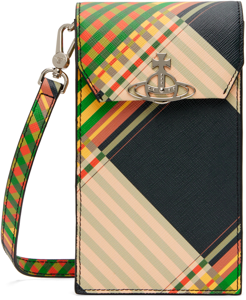 Shop Vivienne Westwood Multicolor Phone Pouch In Combat Tartan