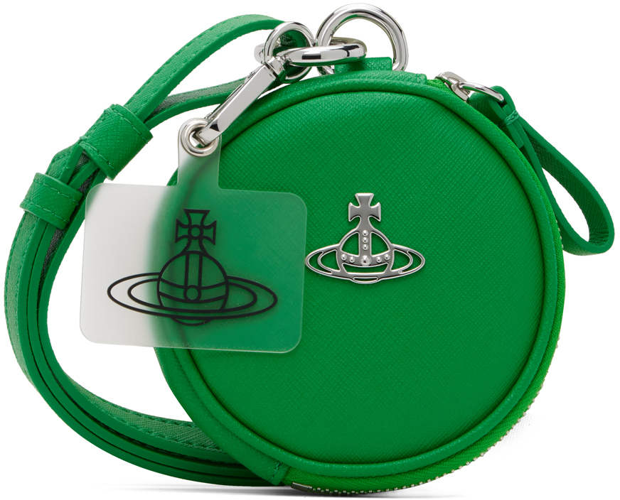 Vivienne Westwood Green Phone Lanyard Faux-leather Pouch In Bright Green
