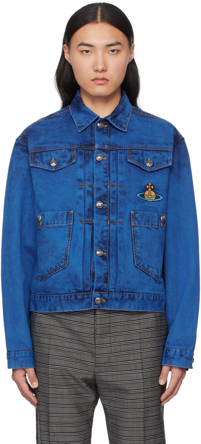 Shop Vivienne Westwood Blue Marlene Denim Jacket In Ss24-k309