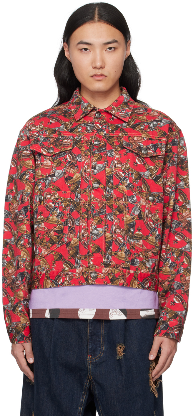 Shop Vivienne Westwood Red Marlene Denim Jacket In Ss24-o326