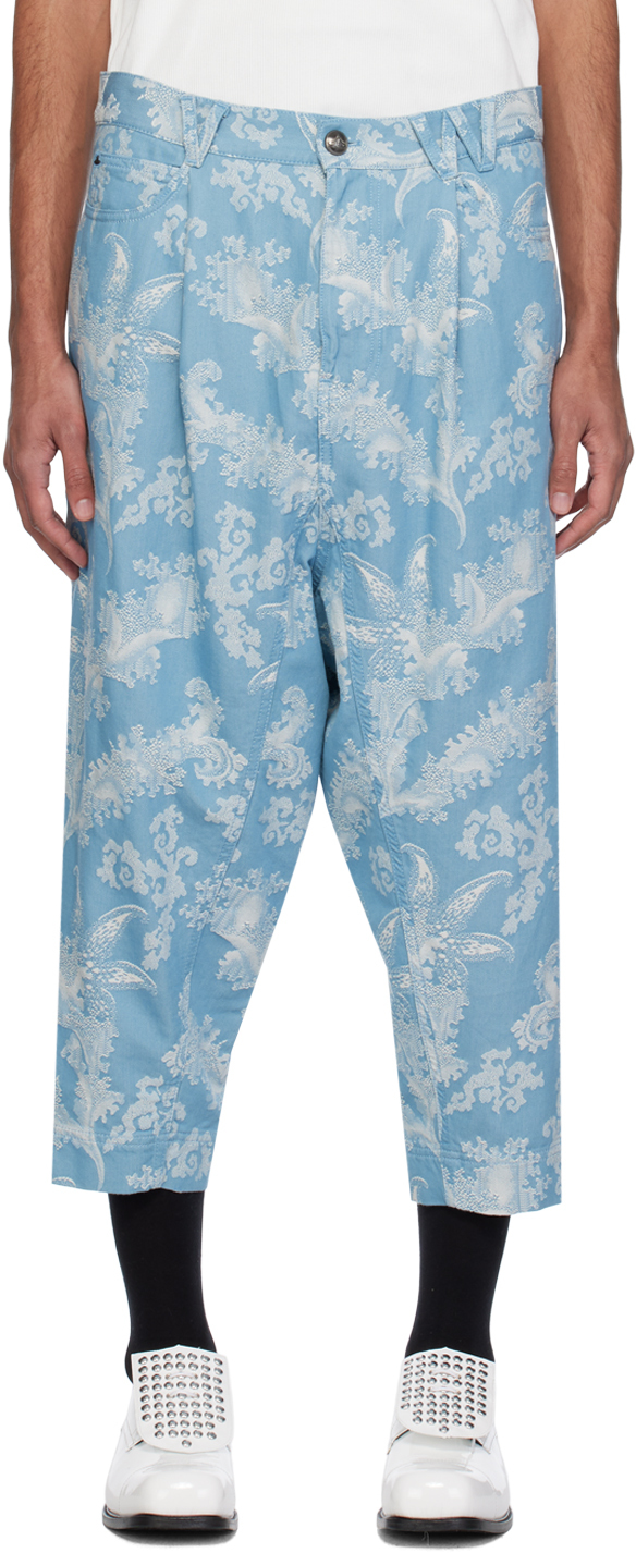 Vivienne Westwood Blue & Off-white Long Macca Jeans In Blue Coral