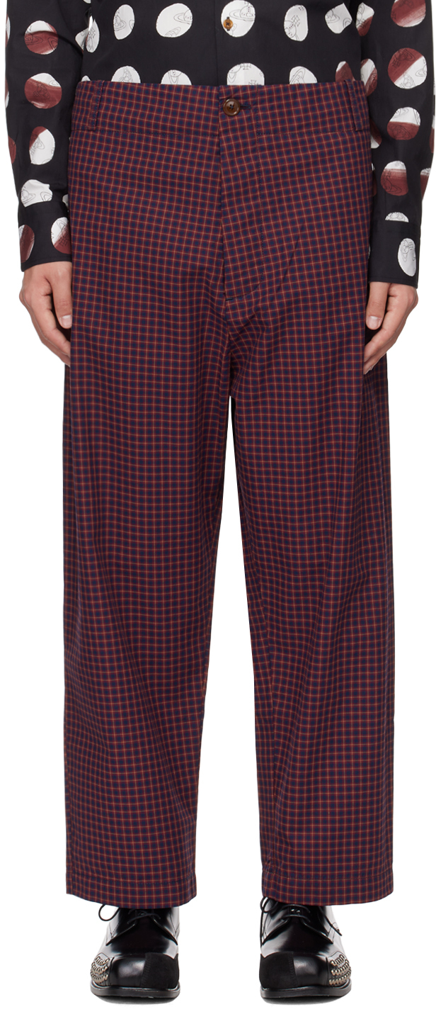 Shop Vivienne Westwood Red & Navy Alien Trousers In Ss24-o312