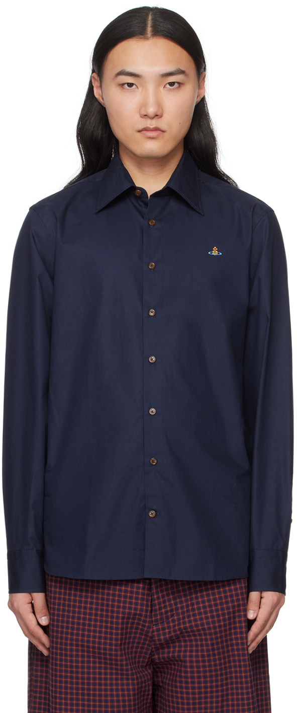 Vivienne Westwood Navy Ghost Shirt In Aw22-k410