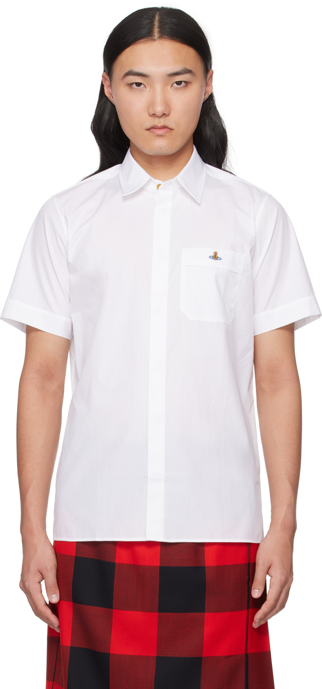 Vivienne Westwood White Embroidered Shirt In Aw22-a401