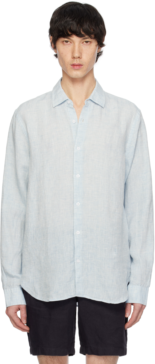 Orlebar Brown Blue Giles Shirt In Pale Blue/white
