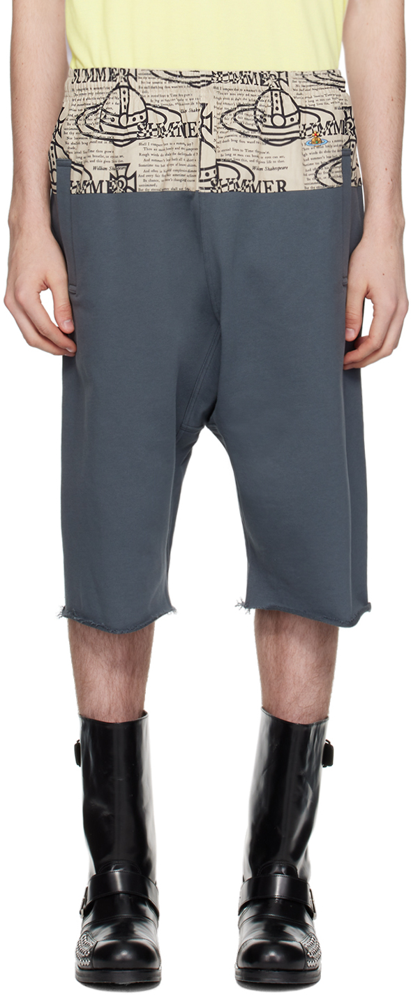 Shop Vivienne Westwood Gray Paneled Shorts In Grey