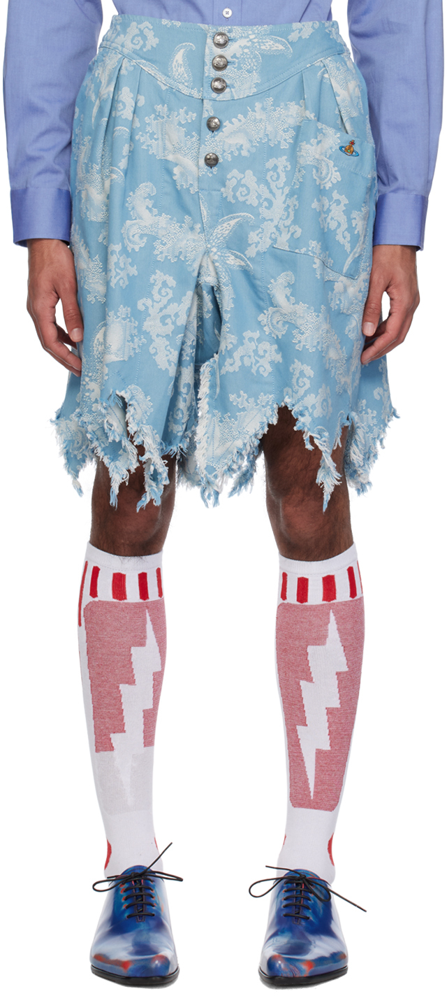 Vivienne Westwood Blue & Off-white Romario Shorts In Blue Coral