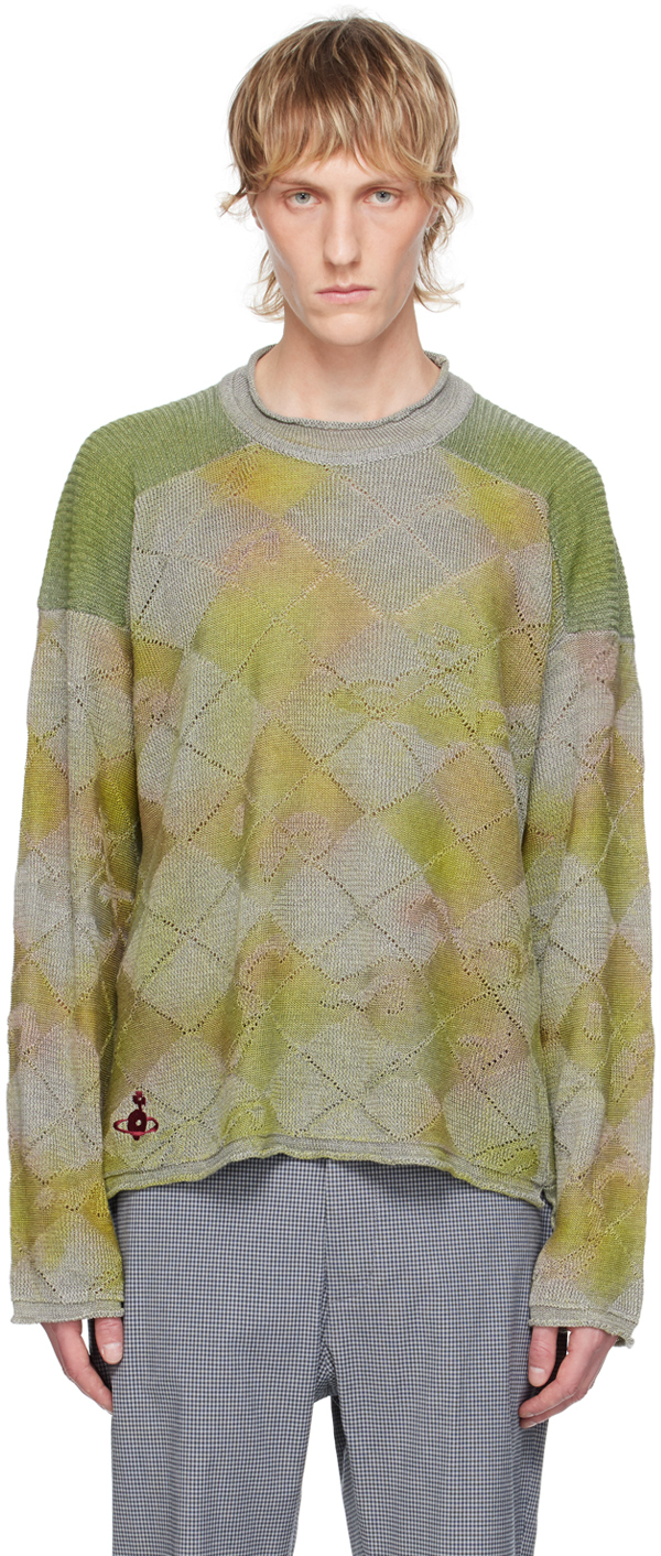 Shop Vivienne Westwood Green Vented Sweater In Multi