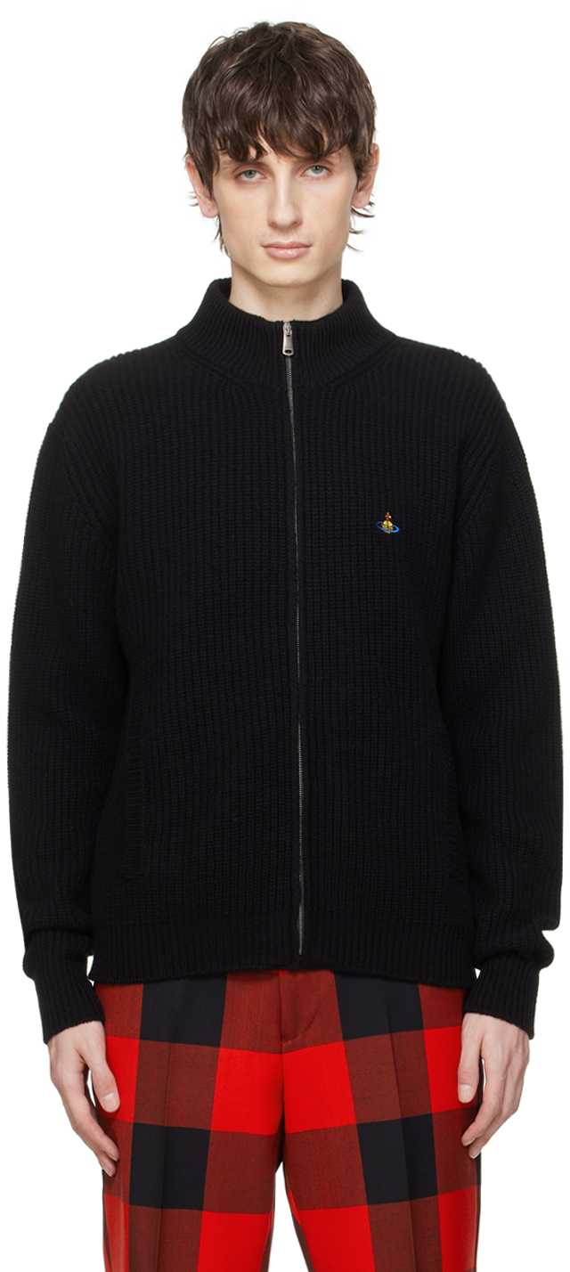 Vivienne Westwood Black Zip Sweater In Ss24-n401