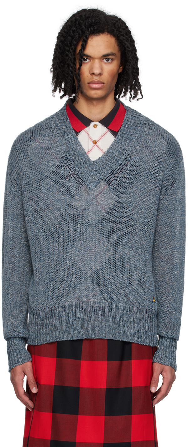 Vivienne Westwood Blue Alex Sweater In Blue Tweed