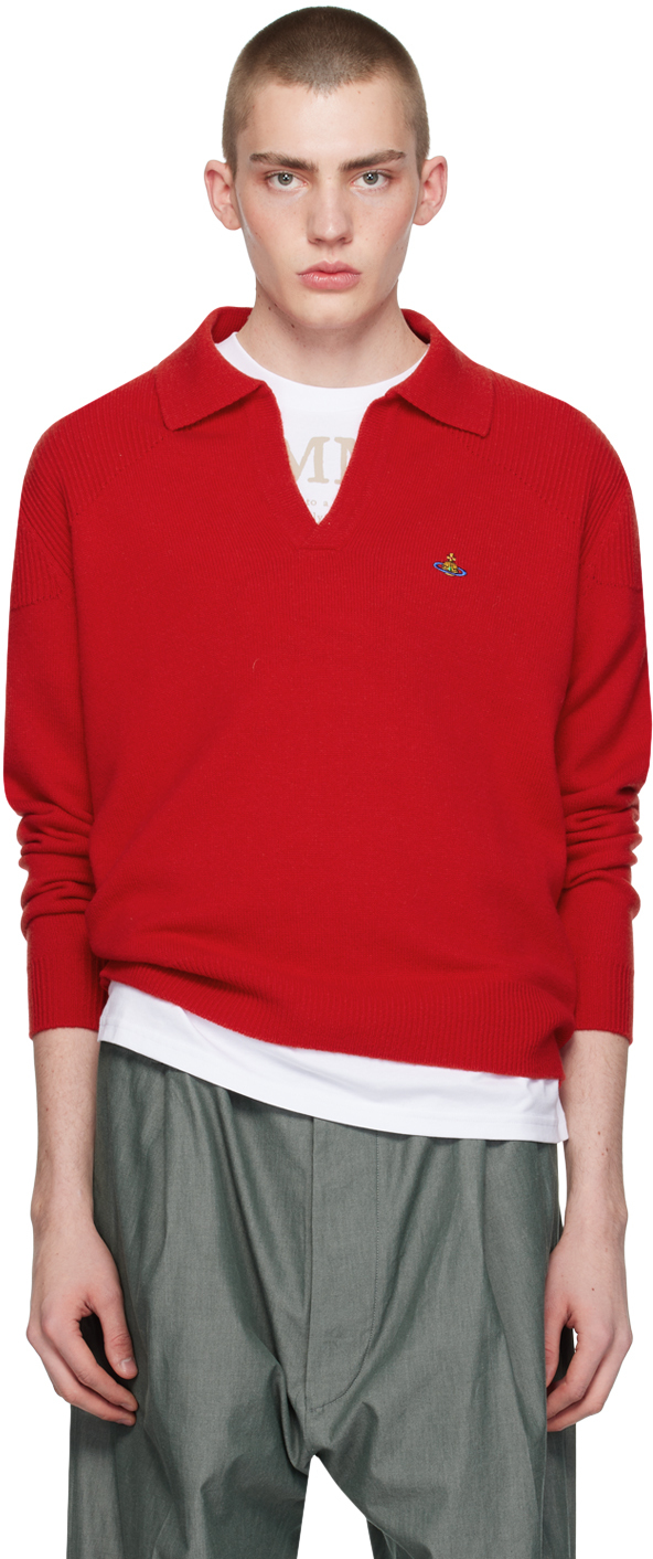 Shop Vivienne Westwood Red Rib Polo In Ss24-h407