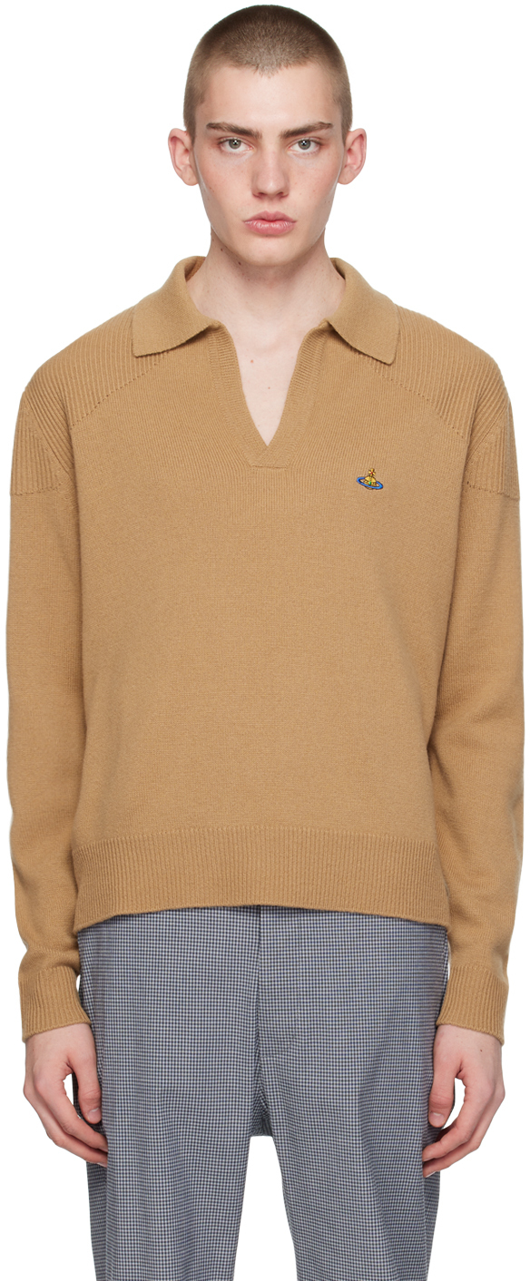 Shop Vivienne Westwood Tan Rib Polo In Ss24-c407