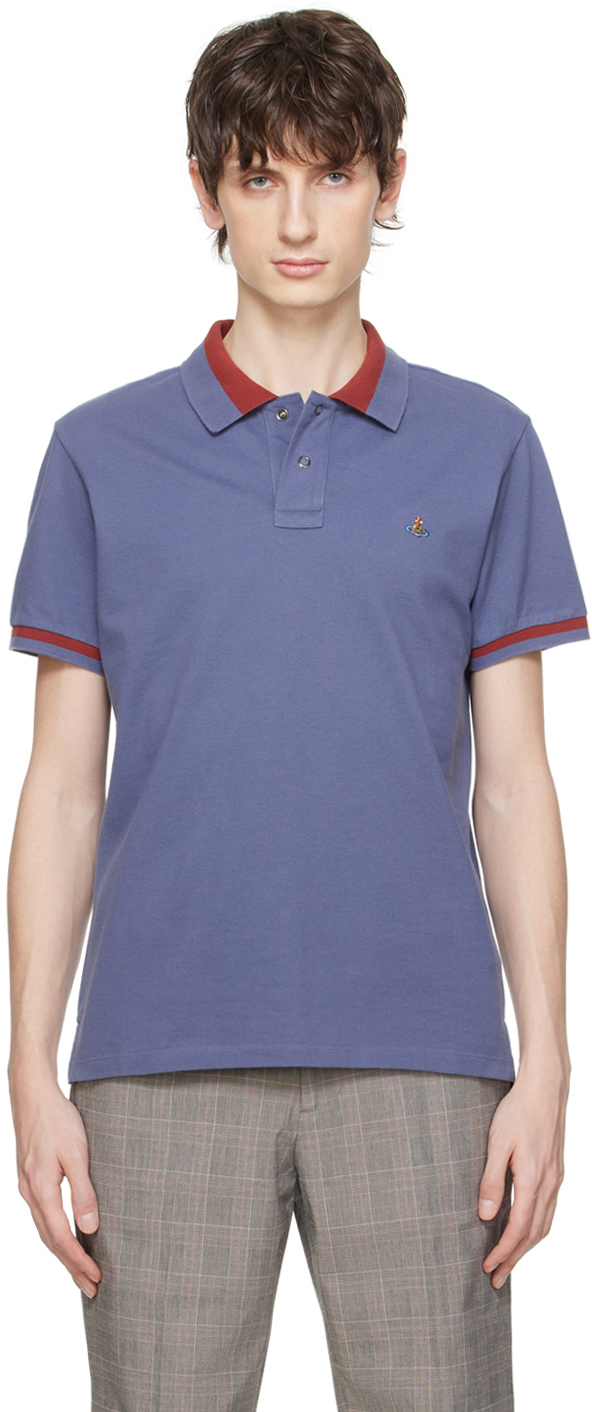 Vivienne Westwood Logo-embroidered Piqué Cotton Polo Shirt In Blue