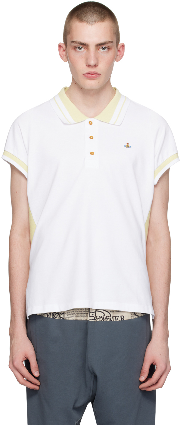 White Yellow Striped Polo