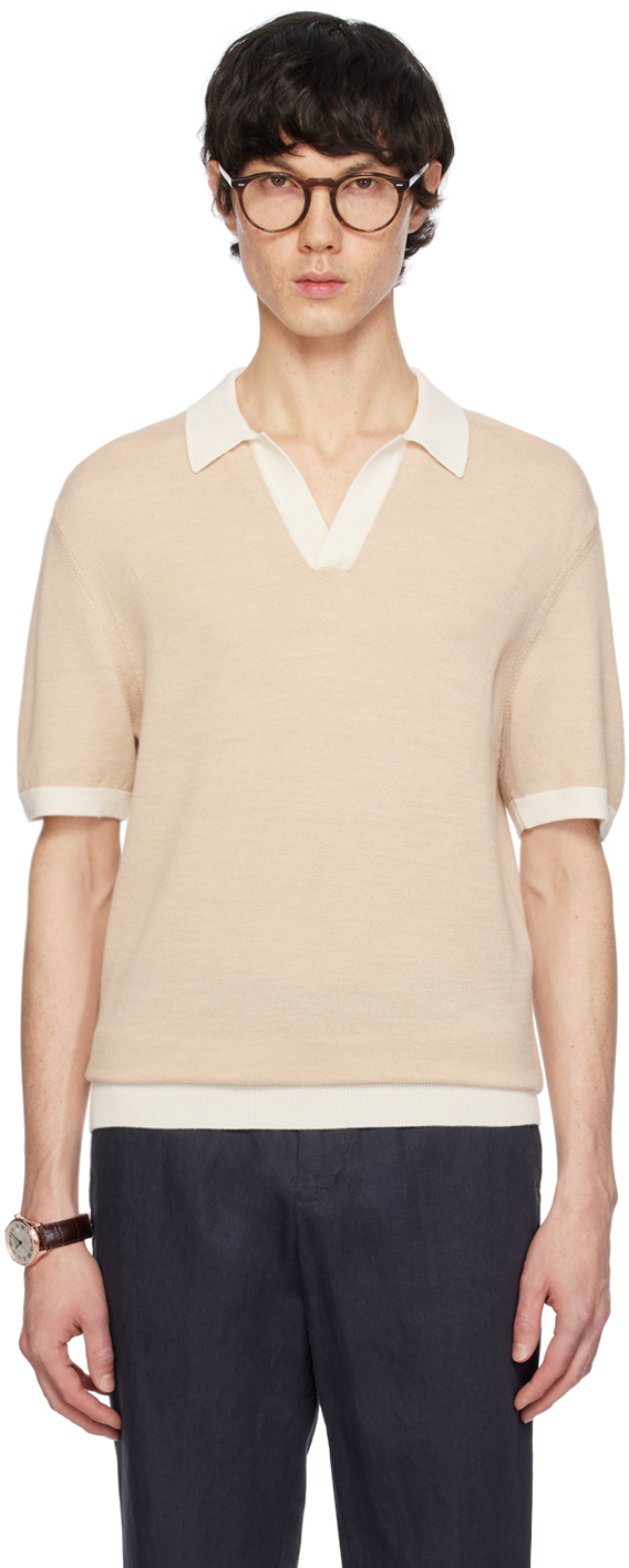 Orlebar Brown Beige Horton Polo In White Sand/biscuit