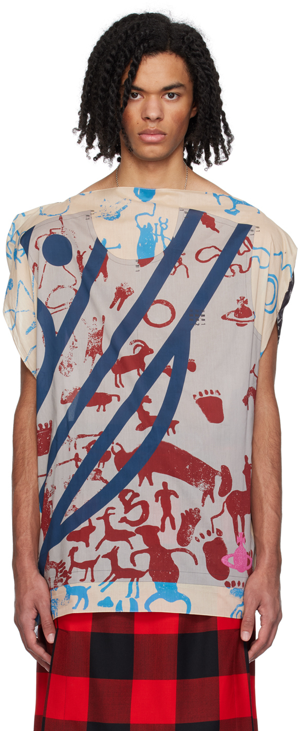 Vivienne Westwood Multicolor Cave Man T-shirt In Pearl