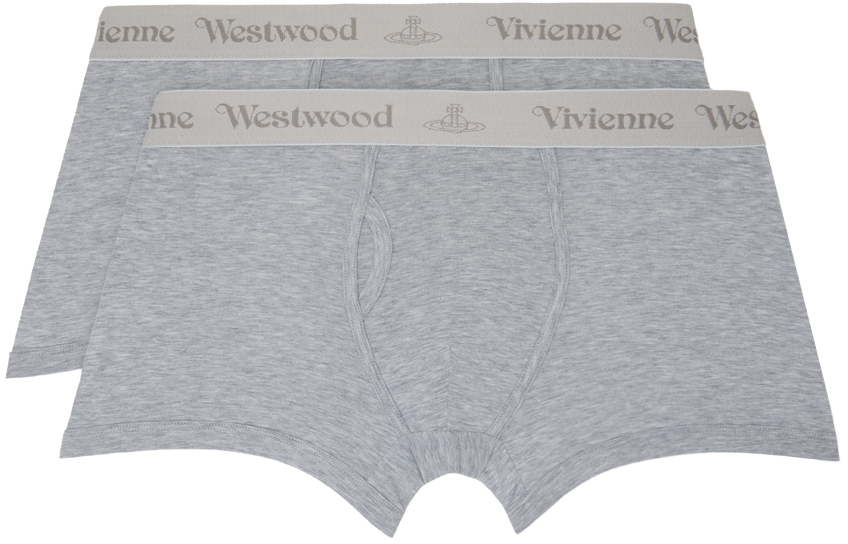 Shop Vivienne Westwood Two-pack Gray Boxers In Grey Melange