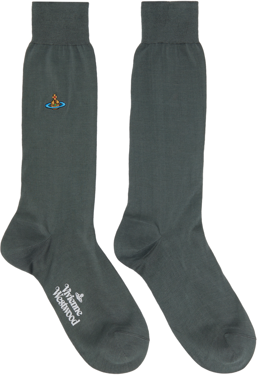 Shop Vivienne Westwood Gray Plain Socks In Grey