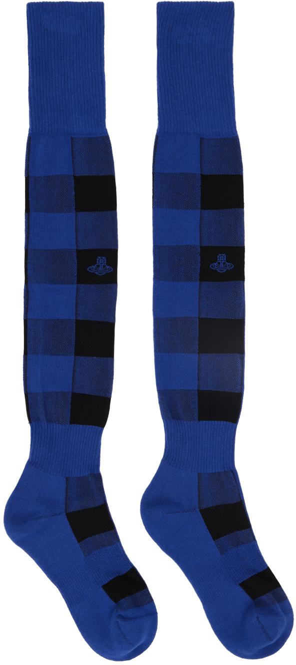 Shop Vivienne Westwood Blue & Black Check Socks