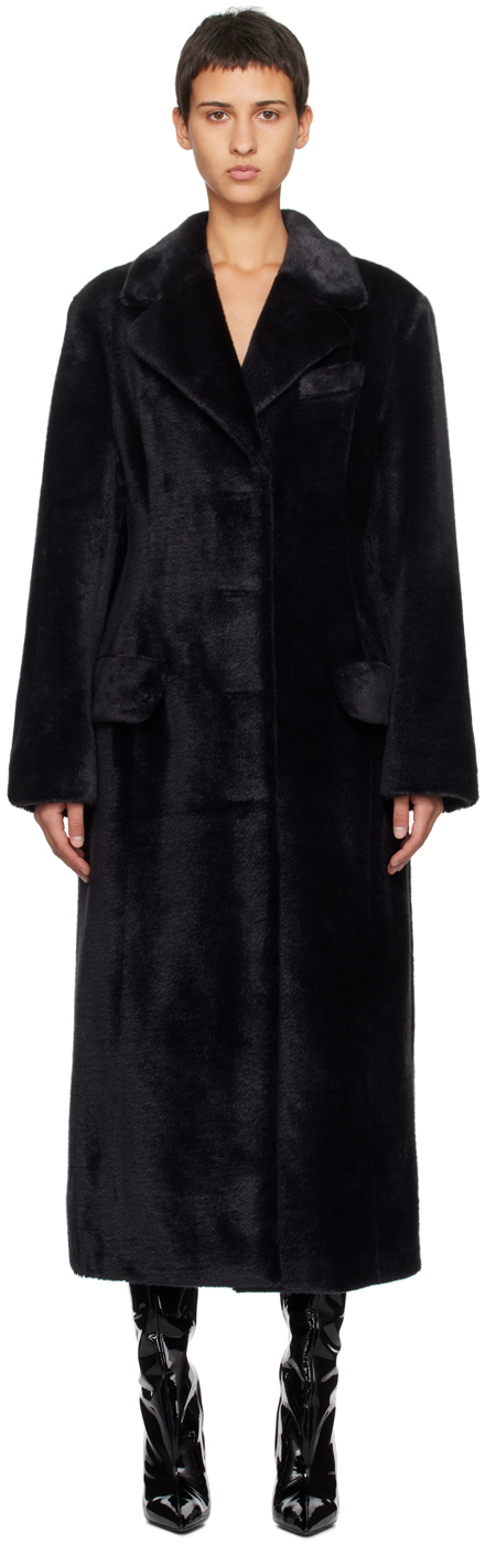 Stand Studio Black Izzy Faux-fur Coat In 89900 Black