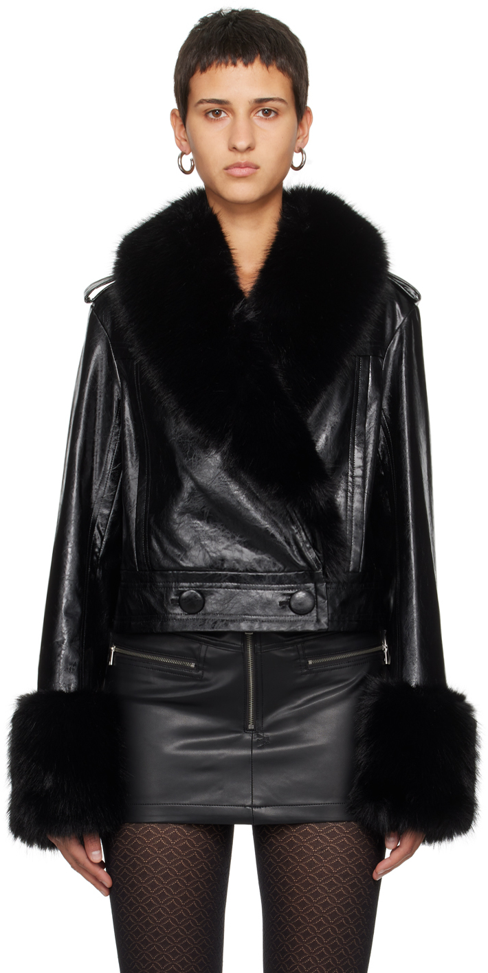 Stand Studio Black Rosalyn Faux-leather Jacket In 89000 Black/black