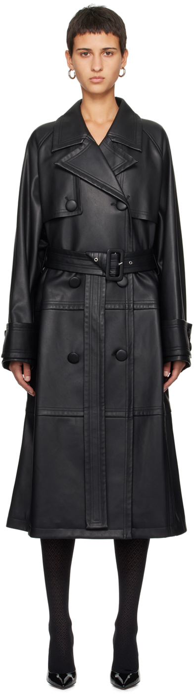 Stand Studio Black Betty Faux-leather Trench Coat In 89900 Black