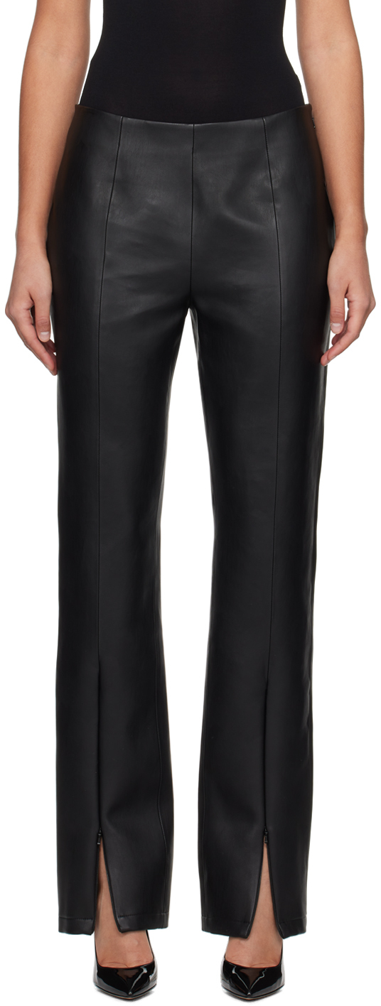 Black Nicolette Faux-Leather Pants