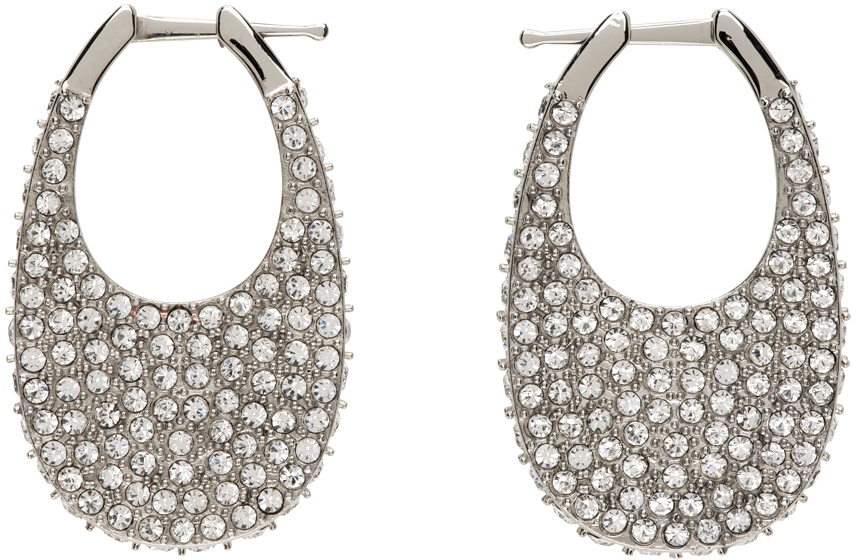 Coperni Silver Crystal Medium Swipe Earrings