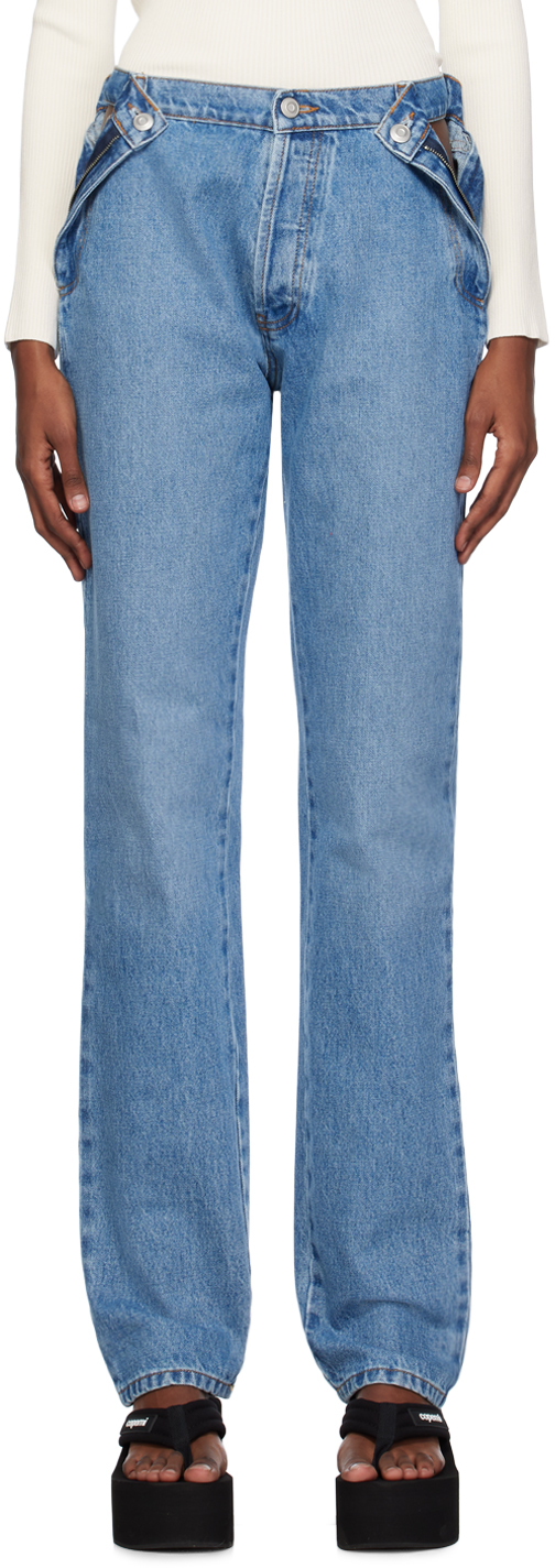 Blue Open Hip Jeans by Coperni on Sale