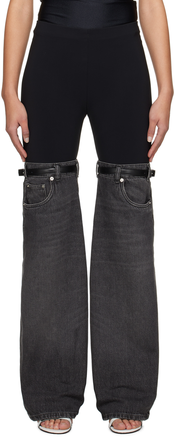 Shop Coperni Black & Gray Hybrid Jeans In Black/washed Black