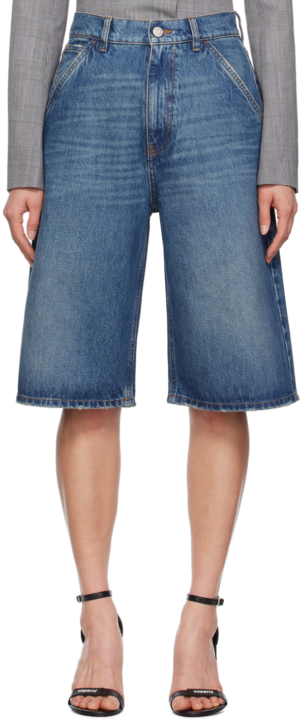 Shop Coperni Blue Knee-length Denim Shorts
