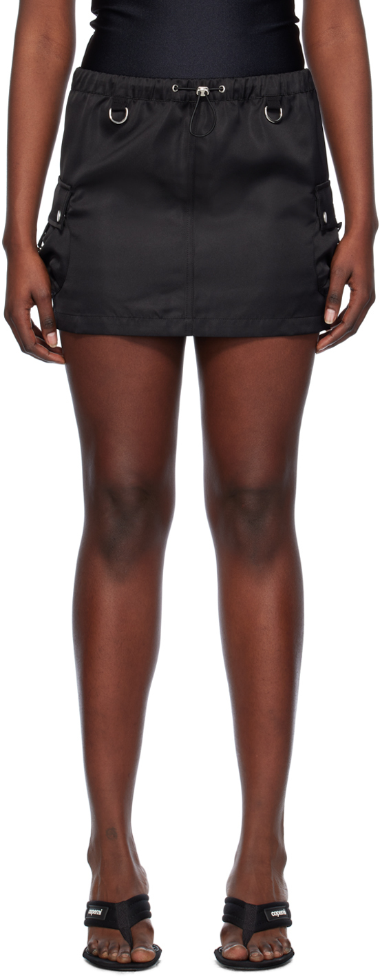 Black Tailored Cargo Miniskirt