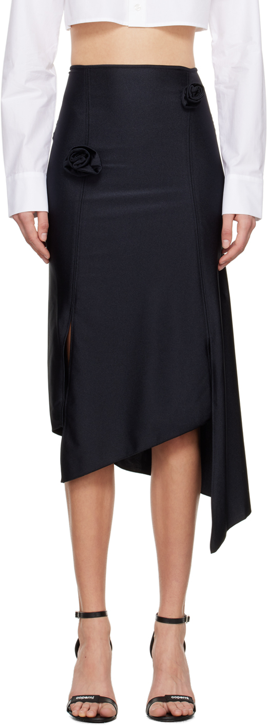 Shop Coperni Black Flower Midi Skirt
