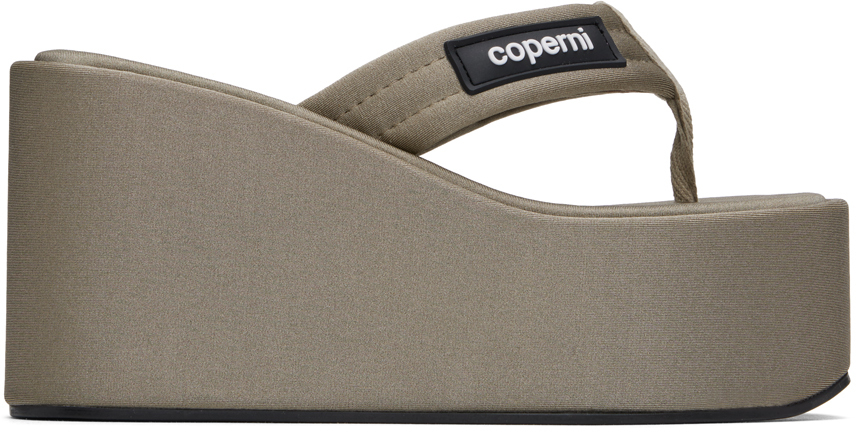 Gray Branded Wedge Sandals by Coperni on Sale